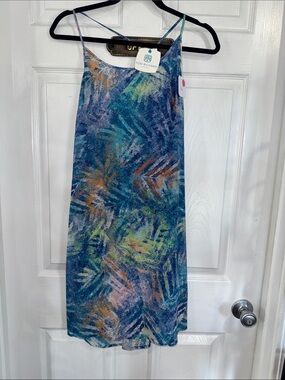 Tori Richard Blue Multi Tropical Slip Dress
